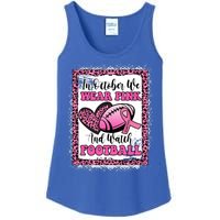 In October We Wear Pink Football Breast Cancer Awareness Funny Gift Ladies Essential Tank