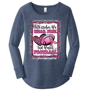 In October We Wear Pink Football Breast Cancer Awareness Funny Gift Women's Perfect Tri Tunic Long Sleeve Shirt