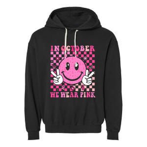 In October We Wear Ribon Smile Face Breast Cancer Garment-Dyed Fleece Hoodie