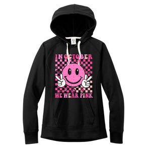 In October We Wear Ribon Smile Face Breast Cancer Women's Fleece Hoodie