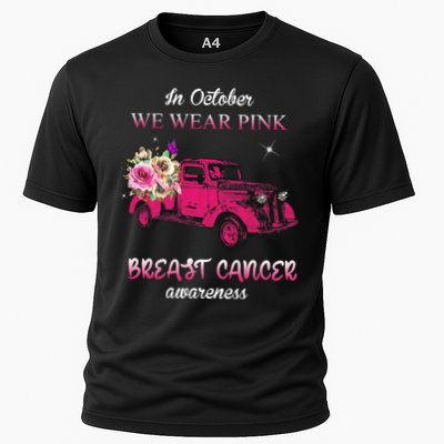 In October We Wear Pink Ribbon Pink Truck Breast Cancer Cooling Performance Crew T-Shirt