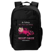 In October We Wear Pink Ribbon Pink Truck Breast Cancer Daily Commute Backpack