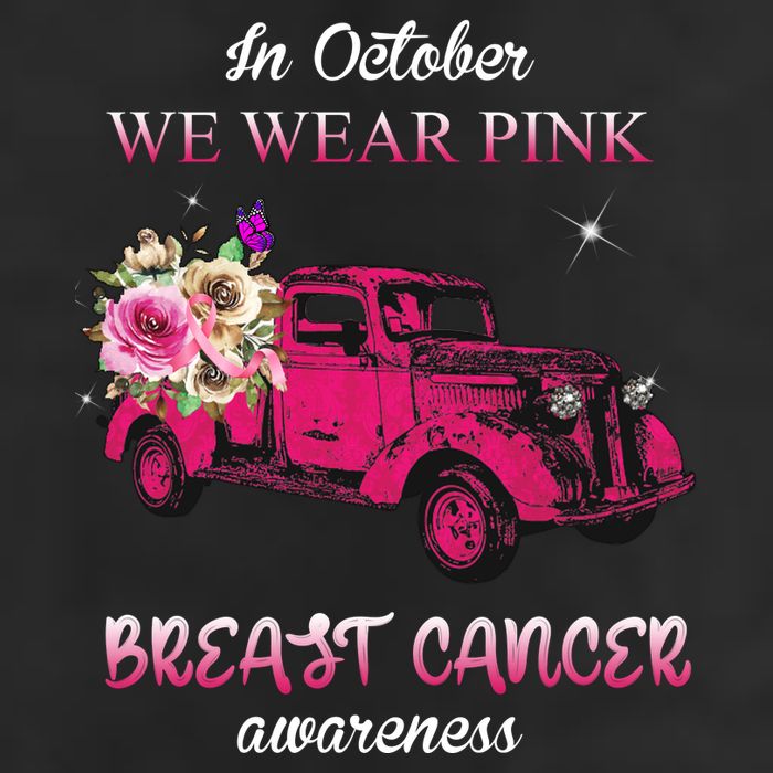 In October We Wear Pink Ribbon Pink Truck Breast Cancer Hat