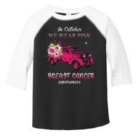 In October We Wear Pink Ribbon Pink Truck Breast Cancer Toddler Fine Jersey T-Shirt