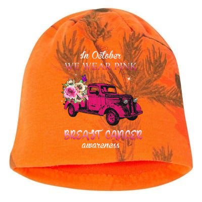 In October We Wear Pink Ribbon Pink Truck Breast Cancer Kati - Camo Knit Beanie