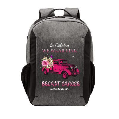 In October We Wear Pink Ribbon Pink Truck Breast Cancer Vector Backpack