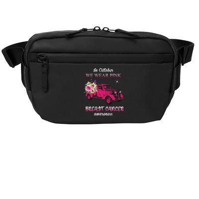 In October We Wear Pink Ribbon Pink Truck Breast Cancer Crossbody Pack