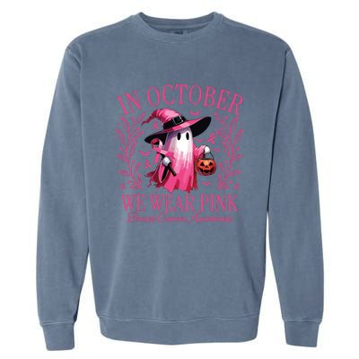 In October We Wear Breast Cancer Awareness Halloween Garment-Dyed Sweatshirt