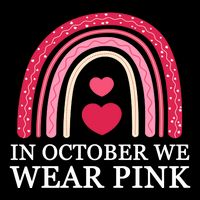 In October We Wear Pink Breast Cancer Rainbow Drawstring Bag