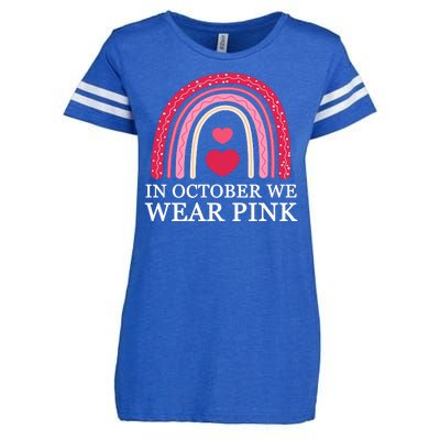 In October We Wear Pink Breast Cancer Rainbow Enza Ladies Jersey Football T-Shirt