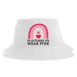 In October We Wear Pink Breast Cancer Rainbow Sustainable Bucket Hat