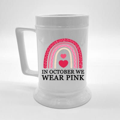 In October We Wear Pink Breast Cancer Rainbow Beer Stein