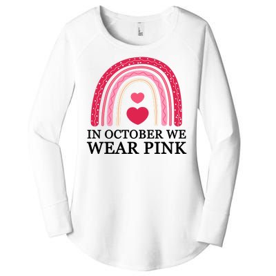 In October We Wear Pink Breast Cancer Rainbow Women's Perfect Tri Tunic Long Sleeve Shirt