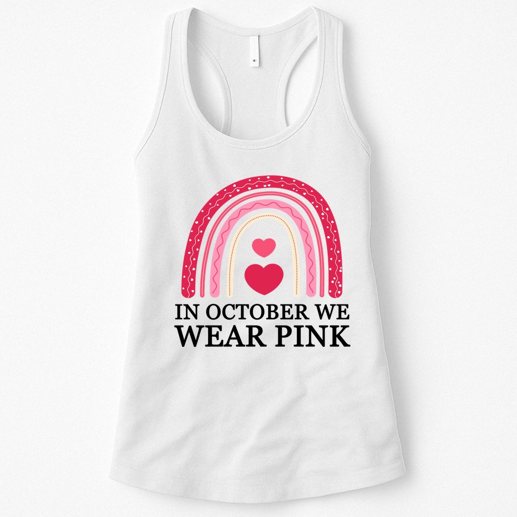 In October We Wear Pink Breast Cancer Rainbow Womens Tank Top