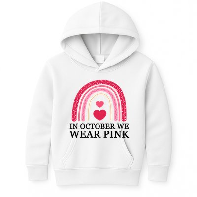 In October We Wear Pink Breast Cancer Rainbow Kids Hoodie