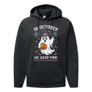 In October We Wear Pin.K Ghost Witch Breast Cancer Awareness Performance Fleece Hoodie