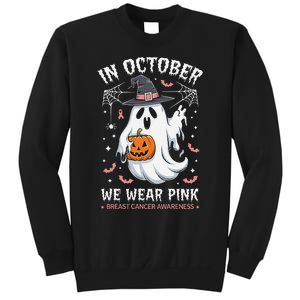 In October We Wear Pin.K Ghost Witch Breast Cancer Awareness Sweatshirt