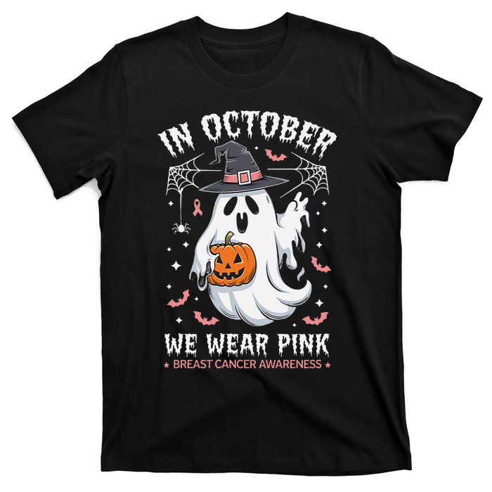 In October We Wear Pin.K Ghost Witch Breast Cancer Awareness T-Shirt