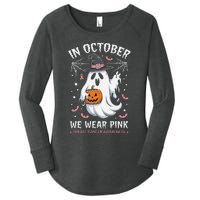 In October We Wear Pin.K Ghost Witch Breast Cancer Awareness Women's Perfect Tri Tunic Long Sleeve Shirt