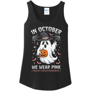 In October We Wear Pin.K Ghost Witch Breast Cancer Awareness Ladies Essential Tank