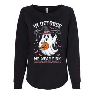 In October We Wear Pin.K Ghost Witch Breast Cancer Awareness Womens California Wash Sweatshirt