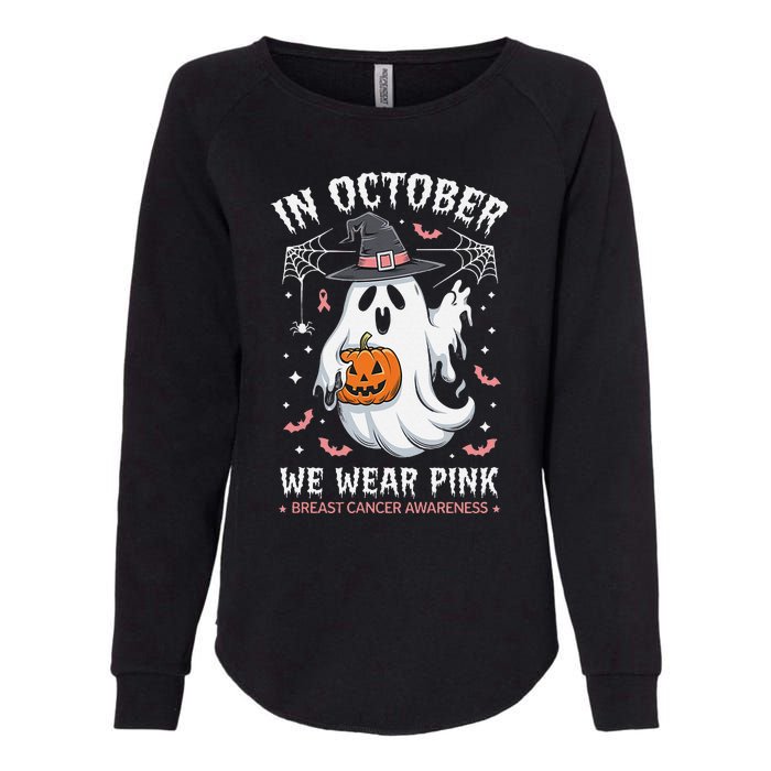 In October We Wear Pin.K Ghost Witch Breast Cancer Awareness Womens California Wash Sweatshirt