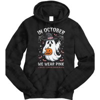 In October We Wear Pin.K Ghost Witch Breast Cancer Awareness Tie Dye Hoodie