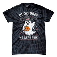 In October We Wear Pin.K Ghost Witch Breast Cancer Awareness Tie-Dye T-Shirt