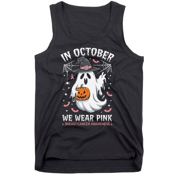 In October We Wear Pin.K Ghost Witch Breast Cancer Awareness Tank Top