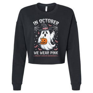 In October We Wear Pin.K Ghost Witch Breast Cancer Awareness Cropped Pullover Crew