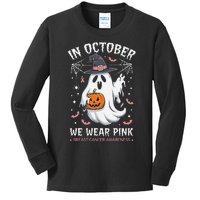 In October We Wear Pin.K Ghost Witch Breast Cancer Awareness Kids Long Sleeve Shirt