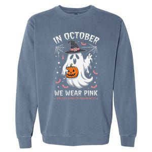 In October We Wear Pin.K Ghost Witch Breast Cancer Awareness Garment-Dyed Sweatshirt