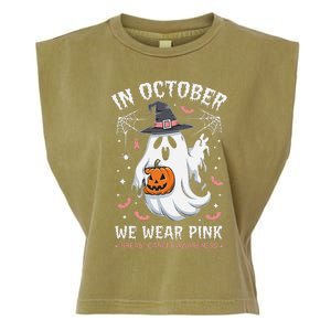 In October We Wear Pin.K Ghost Witch Breast Cancer Awareness Garment-Dyed Women's Muscle Tee