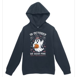 In October We Wear Pin.K Ghost Witch Breast Cancer Awareness Urban Pullover Hoodie