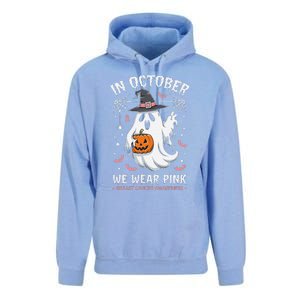 In October We Wear Pin.K Ghost Witch Breast Cancer Awareness Unisex Surf Hoodie