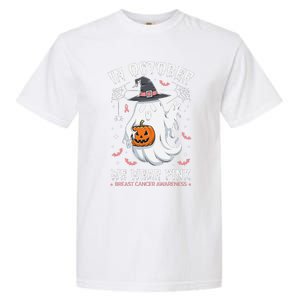 In October We Wear Pin.K Ghost Witch Breast Cancer Awareness Garment-Dyed Heavyweight T-Shirt