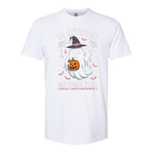 In October We Wear Pin.K Ghost Witch Breast Cancer Awareness Softstyle CVC T-Shirt