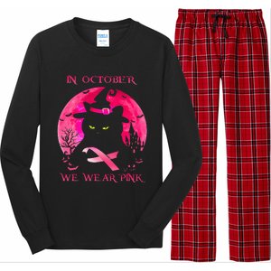 In October We Wear Pink Pumpkin Breast Cancer Awareness Long Sleeve Pajama Set