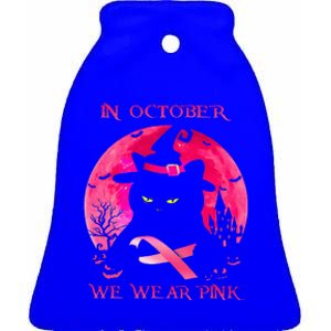 In October We Wear Pink Pumpkin Breast Cancer Awareness Ceramic Bell Ornament