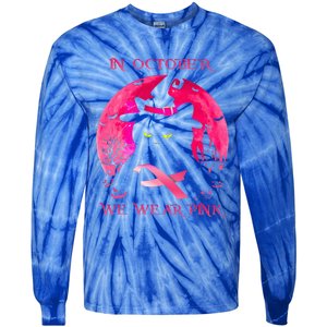 In October We Wear Pink Pumpkin Breast Cancer Awareness Tie-Dye Long Sleeve Shirt