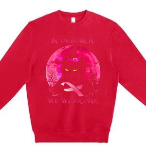 In October We Wear Pink Pumpkin Breast Cancer Awareness Premium Crewneck Sweatshirt