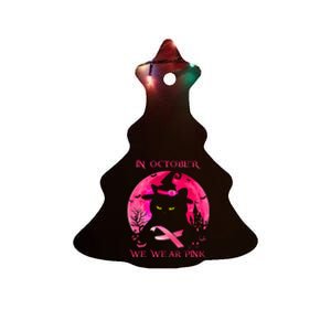 In October We Wear Pink Pumpkin Breast Cancer Awareness Ceramic Tree Ornament