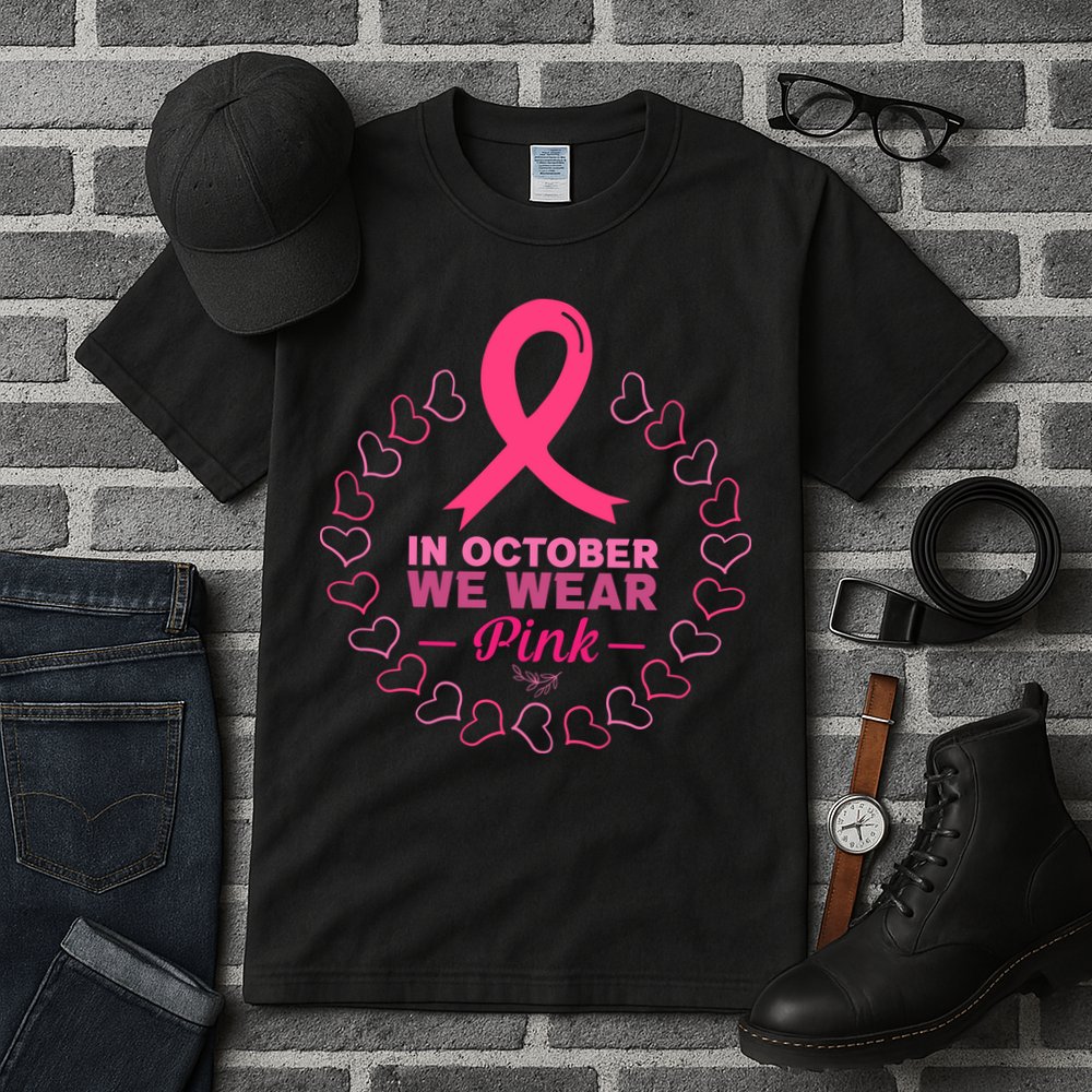 In October We Wear Pink Breast Cancer Awareness Cancer Survivor Tall T-Shirt
