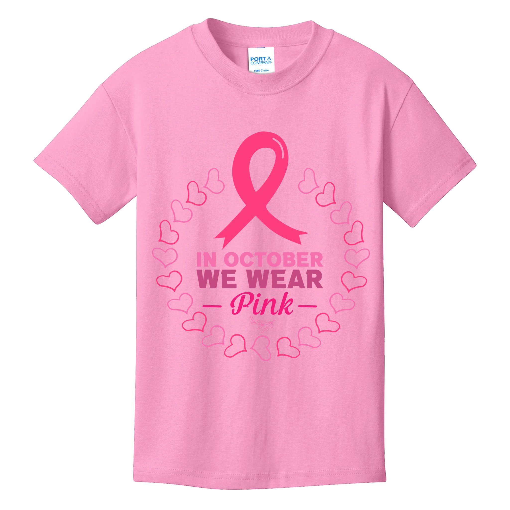 In October We Wear Pink Breast Cancer Awareness Cancer Survivor Kids T-Shirt