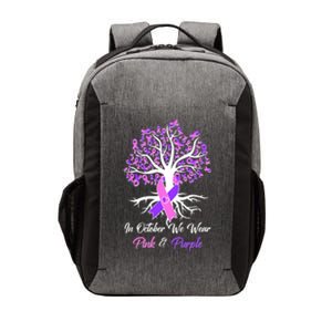 In October We Wear Pink And Purple Domestic Violence Breast Cancer Awareness Vector Backpack