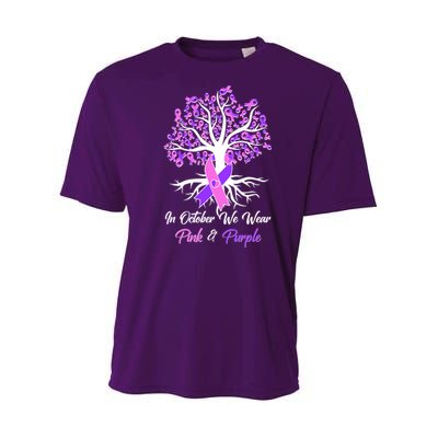 In October We Wear Pink And Purple Domestic Violence Breast Cancer Awareness Youth Performance Sprint T-Shirt