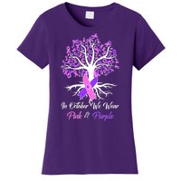 In October We Wear Pink And Purple Domestic Violence Breast Cancer Awareness Women's T-Shirt