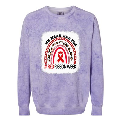 In October We Wear Red Ribbon Week Awareness Colorblast Crewneck Sweatshirt