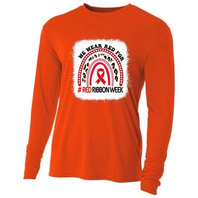 In October We Wear Red Ribbon Week Awareness Cooling Performance Long Sleeve Crew