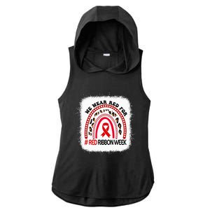 In October We Wear Red Ribbon Week Awareness Ladies PosiCharge Tri-Blend Wicking Draft Hoodie Tank